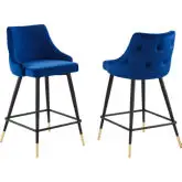 Adorn Counter Stool in Navy Blue Velvet (Set of 2)