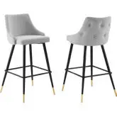 Adorn Bar Stool in Light Gray Velvet (Set of 2)