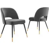 Rouse Dining Chair in Charcoal Gray Performance Velvet (Set of 2)