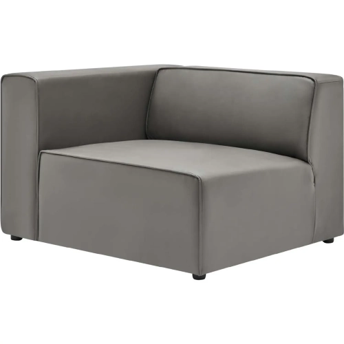 Mingle Left Arm Chair Sectional Sofa Unit in Gray Vegan Leather