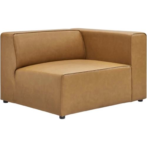 Mingle Right Arm Chair Sectional Sofa Unit in Tan Vegan Leather