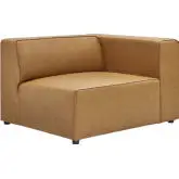 Mingle Right Arm Chair Sectional Sofa Unit in Tan Vegan Leather