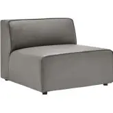 Mingle Armless Chair Sectional Sofa Unit in Gray Vegan Leather