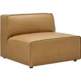 Mingle Armless Chair Sectional Sofa Unit in Tan Vegan Leather