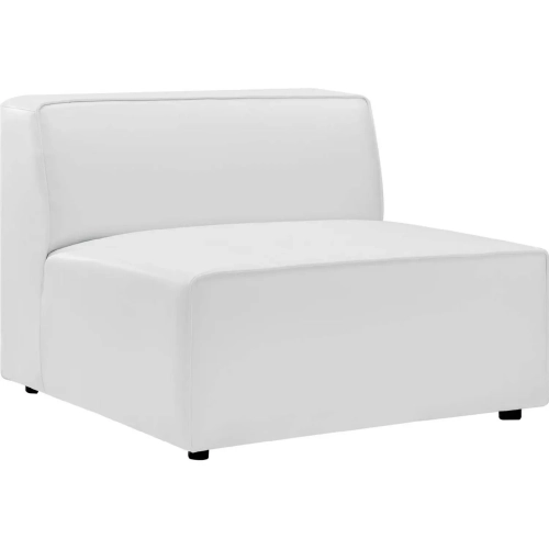 Mingle Armless Chair Sectional Sofa Unit in White Vegan Leather