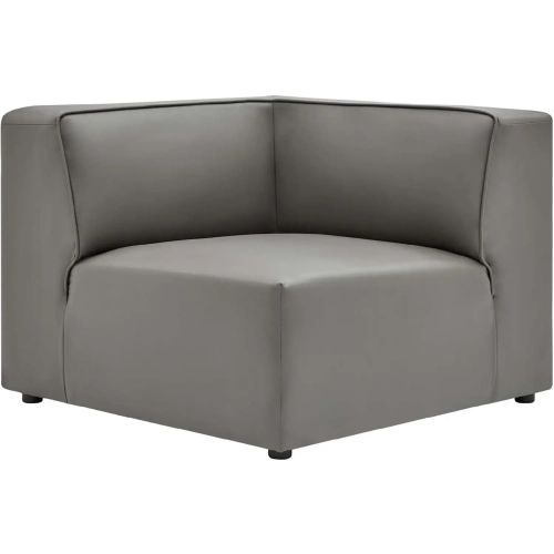 Mingle Corner Chair Sectional Sofa Unit in Gray Vegan Leather