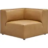 Mingle Corner Chair Sectional Sofa Unit in Tan Vegan Leather