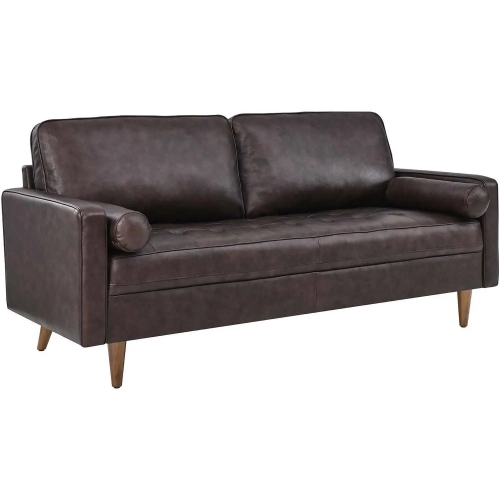 Valour Sofa in Brown Top Grain Leather & Wood