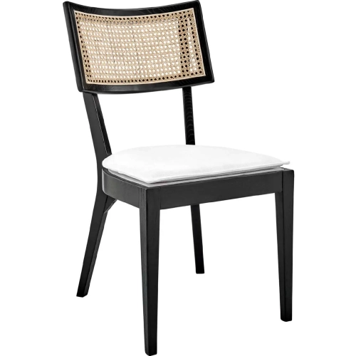 Caledonia Dining Chair in Black Wood, Cabe & White Fabric