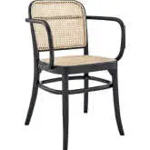 Winona Dining Arm Chair in Black Wood & Natural Rattan