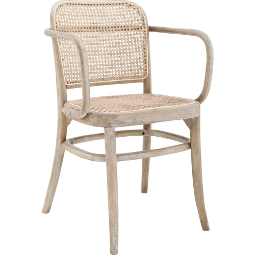 Winona Dining Arm Chair in Gray Wood & Natural Rattan