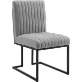 Indulge Dining Chair in Channel Tufted Light Gray Fabric