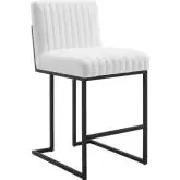 Indulge Counter Stool in Channel Tufted White Fabric