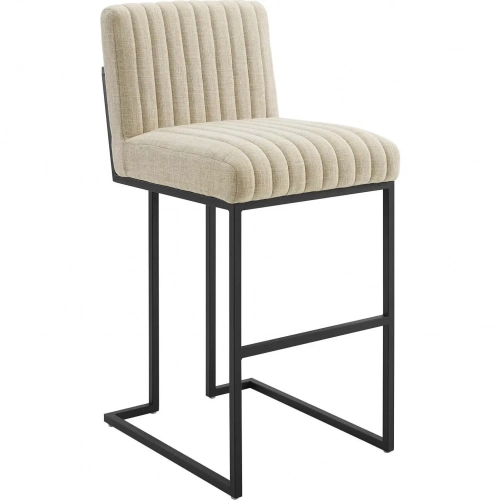 Indulge Bar Stool in Channel Tufted Beige Fabric