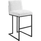 Indulge Bar Stool in Channel Tufted White Fabric