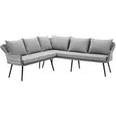 Endeavor Outdoor Sectional Sofa in Gray Fabric & Wicker Rattan