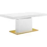 Vector 71" Expandable Dining Table in Gloss White & Gold