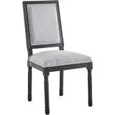 Court Dining Chair in French Vintage Gray Fabric & Black Wood