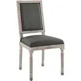 Court Dining Chair in French Vintage Gray Fabric & Wood