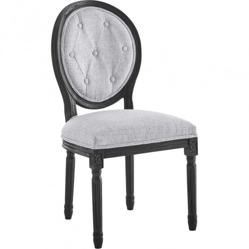 Arise Dining Chair in Vintage French Tufted Gray Fabric & Black