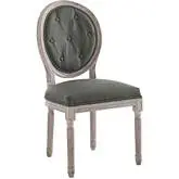 Arise Dining Chair in Vintage French Tufted Gray Fabric & Wood