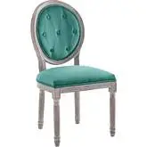 Arise Dining Chair in Vintage French Tufted Teal Velvet & Wood