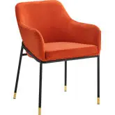 Jovi Dining Arm Chair in Orange Velvet & Black Metal