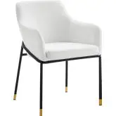 Jovi Dining Arm Chair in White Velvet & Black Metal