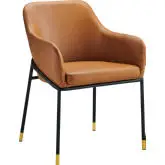 Jovi Dining Chair in Tan Vegan Leather & Black Metal