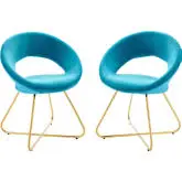 Nouvelle Dining Chair in Blue Velvet & Gold Metal (Set of 2)