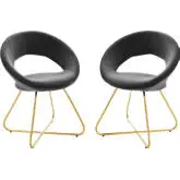 Nouvelle Dining Chair in Charcoal Gray Velvet & Gold Metal (Set of 2)