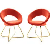 Nouvelle Dining Chair in Orange Velvet & Gold Metal (Set of 2)