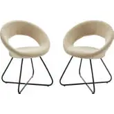 Nouvelle Dining Chair in Beige Fabric & Black Metal (Set of 2)