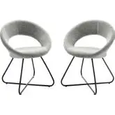 Nouvelle Dining Chair in Light Gray Fabric & Black Metal (Set of 2)