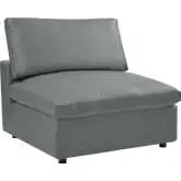 Commix Down Overstuffed Armless Chair in Gray Vegan Leather