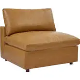 Commix Down Overstuffed Armless Chair in Tan Vegan Leather