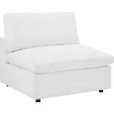 Commix Down Overstuffed Armless Chair in White Vegan Leather