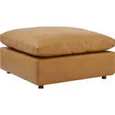 Commix Down Overstuffed Ottoman in Tan Vegan Leather