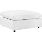 Commix Down Overstuffed Ottoman in White Vegan Leather