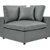 Commix Down Overstuffed Corner Chair in Gray Vegan Leather