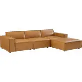 Restore 4 Piece Sectional Sofa in Tan Vegan Leather