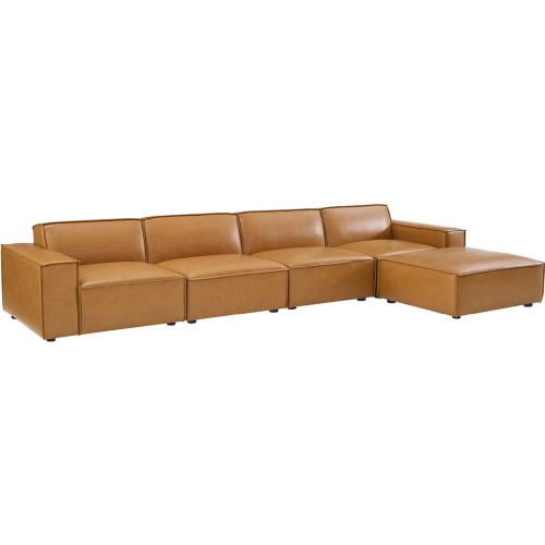 Restore 5 Piece Sectional Sofa in Tan Vegan Leather