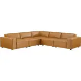 Restore 5 Piece Sectional Sofa in Tan Vegan Leather