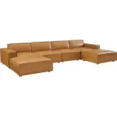 Restore 6 Piece Sectional Sofa in Tan Vegan Leather