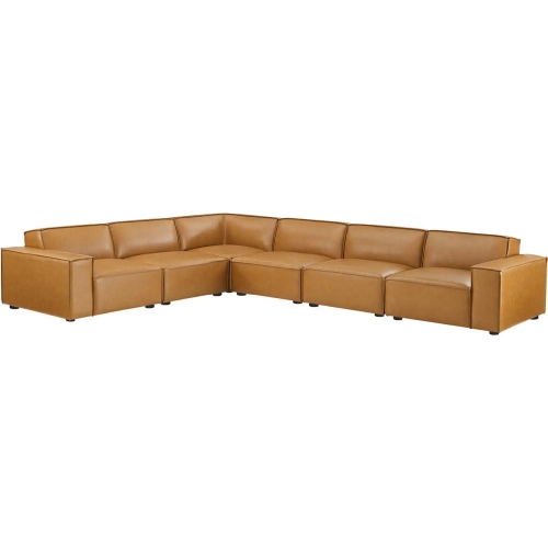 Restore 6 Piece Sectional Sofa in Tan Vegan Leather