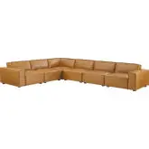 Restore 6 Piece Sectional Sofa in Tan Vegan Leather