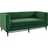 Devote Loveseat in Channel Tufted Emerald Velvet