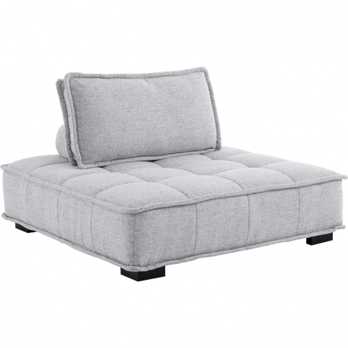 Saunter Armless Chair in Tufted Light Gray Fabric