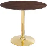 Verne 35" Dining Table in Cherry Walnut Finish & Chrome Gold