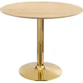 Verne 35" Dining Table in Natural Wood Finish & Chrome Gold